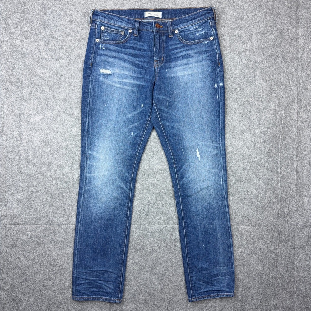 Madewell Jeans Womens 28 Blue Slim‎ Boyjean Distressed Everyday Denim Whiskers
